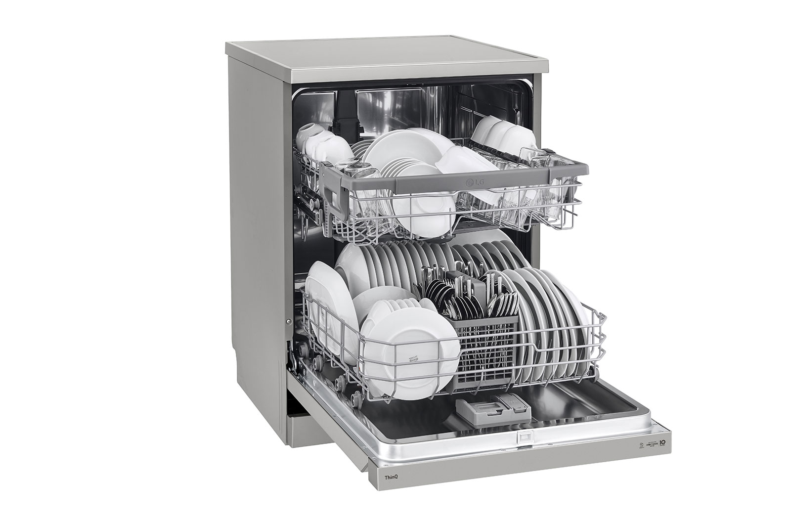 LG Dishwasher, TrueSteam®, 14 Place Settings, QuadWash™, EasyRack™ Plus, ThinQ™ (Wi-Fi), Inverter Direct Drive™, Silver, DFB532FP